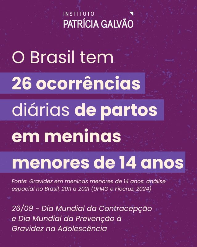 Neste Dia Mundial da Contracepção e Dia Mundial da Prevenção à Gravidez na Adolescência, celebrado em 26 de setembro, reforçamos a necessidade urgente de educação sexual e garantia dos direitos sexuais e reprodutivos para as meninas e adolescentes brasileiras. 

A gravidez ainda na adolescência muitas vezes está vinculada a uma série de violências que afetam a vida de muitas brasileiras, especialmente as mais vulneráveis. Para mudar esse cenário, é necessário promover o acesso a informações de qualidade, garantir serviços de saúde adequados, implementar políticas públicas em saúde e investir no desenvolvimento social e no fim das desigualdades, entre outros. 

Se você conhece alguma iniciativa que enfrente as violações contra meninas e adolescentes, compartilhe aqui para que mais pessoas possam conhecer e apoiar essas ações.

#InstitutoPatríciaGalvão #GravidezPrecoce #GravidezNaAdolescência #SaúdePública #DireitosSexuaisReprodutivos #AbortoLegal