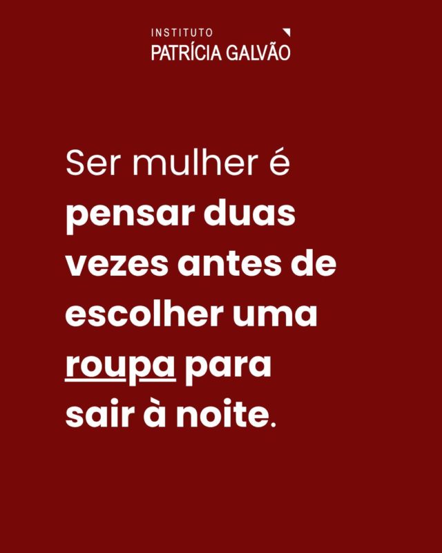 O que é ser mulher quando o assunto é sair à noite?

O lazer é um direito garantido. Mas, na prática, muitas mulheres precisam fazer cálculos e considerar diversas possibilidades antes de se locomover no período noturno: escolher caminhos mais movimentados, sair acompanhadas de familiares ou amigos, evitar certas roupas ou lugares e estar sempre atentas.

Na maioria das vezes, é o medo quem acompanha o trajeto.

Enquanto, para muitos homens, sair à noite é algo simples, para as mulheres pode se transformar em um verdadeiro planejamento — que envolve pensar no antes, durante e até no depois de voltar para casa.

E você? Quais estratégias utiliza para sair à noite em sua cidade? Conta pra gente nos comentários!

#InstitutoPatríciaGalvão #InsegurançaNosDeslocamentos #InsegurançaNaMobilidadeUrbana #ViolênciaContraAsMulheres #PelaVidaDasMulheres