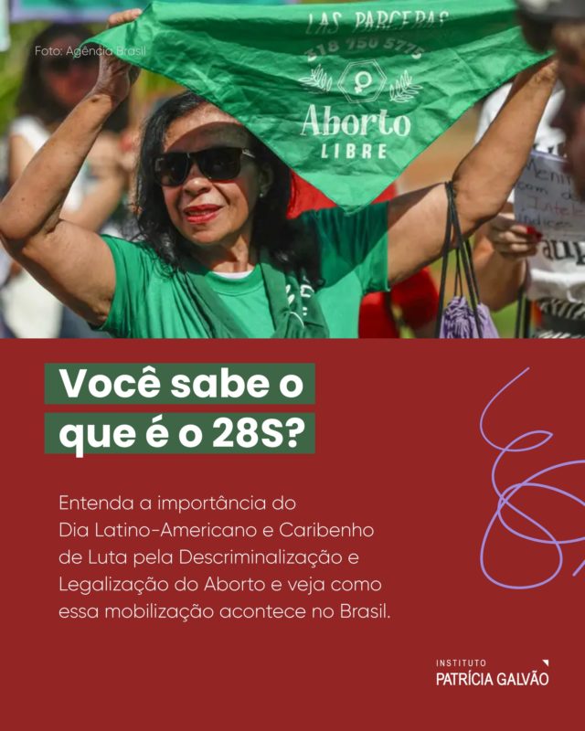 💚 Você sabe o que é o 28S?

O dia 28 de setembro marca o Dia Latino-Americano e Caribenho de Luta pela Descriminalização e Legalização do Aborto, uma data de mobilização pelos direitos sexuais e reprodutivos, pela autonomia e pelo acesso ao aborto seguro.

Desde 1990, movimentos feministas de diferentes países da América Latina e do Caribe se mobilizam nesta data para denunciar os impactos da criminalização e defender o direito de decidir.

No Brasil, o 28S também é marcado por atos, marchas, debates, atividades culturais, ações de formação e mobilizações nas ruas e nas redes.

📢 E tem mais: em breve, vamos compartilhar nos nossos stories as mobilizações que acontecerão em diferentes cidades do país. Fique de olho!

#InstitutoPatríciaGalvão #DireitosSexuaiseReprodutivos #AbortoSeguro #DesciminalizaçãoDoAborto #LegalizaçãoDoAborto