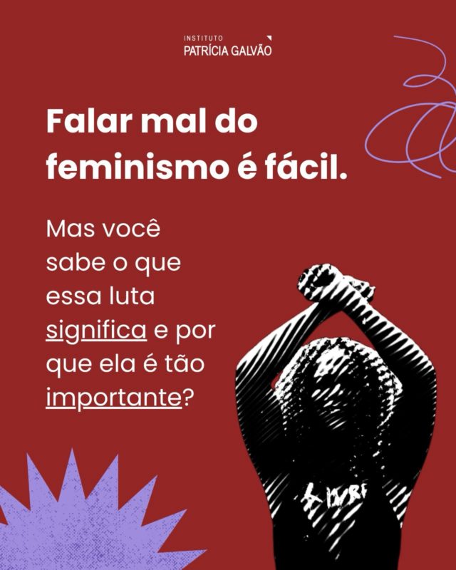 Feminismo não é sobre odiar homens, rejeitar a feminilidade ou ser contra o casamento e a maternidade. 💜

É sobre questionar desigualdades, enfrentar  o machismo e defender que mulheres tenham direitos, oportunidades e liberdade para fazer suas próprias escolhas.

Ao longo da história, a luta feminista foi fundamental para ampliar direitos e transformar a vida de milhões de mulheres. Mas ainda há muito a avançar: da desigualdade no mercado de trabalho à violência de gênero, muitos desafios continuam fazendo parte da realidade das brasileiras.

Por isso, desmistificar o feminismo também é reconhecer a importância dessa luta e entender por que ela continua tão necessária.

#InstitutoPatríciaGalvão #Feminismo #LutaFeminista #DireitosDasMulheres #IgualdadeDeGênero