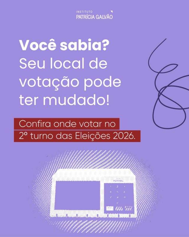 🗳️ Seu local de votação continua o mesmo? É melhor conferir!

Para o segundo turno das Eleições 2026, algumas seções eleitorais tiveram seus endereços alterados. Por isso, mesmo que você tenha votado no mesmo lugar no primeiro turno, é importante verificar novamente onde vai votar no dia 25 de outubro.

Você pode consultar seu local de votação pelo aplicativo e-Título ou pelo site oficial do Tribunal Superior Eleitoral (TSE).

Acesse tse.jus.br e confira as informações antes de sair de casa.

📢 Compartilhe este carrossel. Assim, mais pessoas ficam informadas e podem se organizar para exercer seu direito ao voto!

#InstitutoPatríciaGalvão #Democracia #DireitoAoVoto #Eleições2026 #PelaVidaDasMulheres